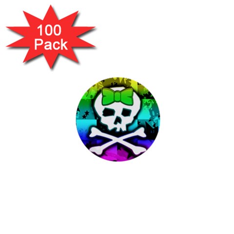 Rainbow Skull 1  Mini Button (100 pack)  from UrbanLoad.com Front