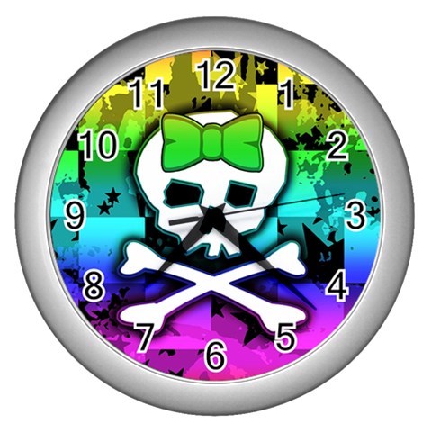 Rainbow Skull Wall Clock (Silver) from UrbanLoad.com Front