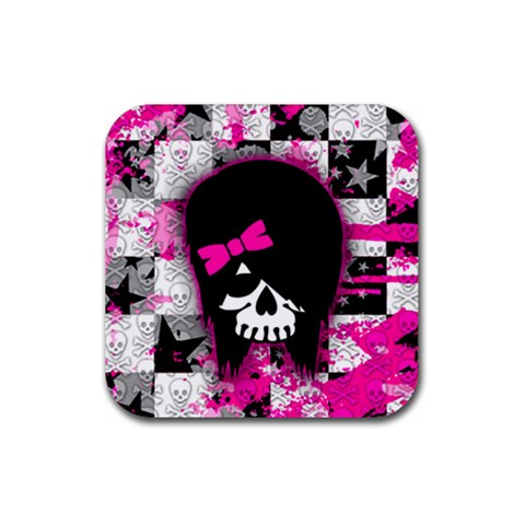 Scene Kid Girl Skull Rubber Coaster (Square) from UrbanLoad.com Front