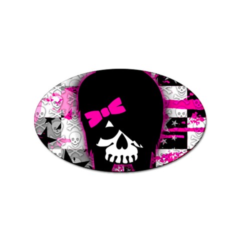 Scene Kid Girl Skull Sticker (Oval) from UrbanLoad.com Front