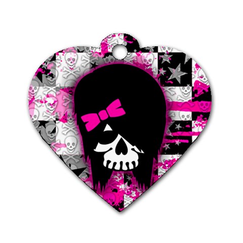 Scene Kid Girl Skull Dog Tag Heart (One Side) from UrbanLoad.com Front