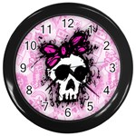 Sketched Skull Princess Wall Clock (Black)