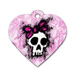 Sketched Skull Princess Dog Tag Heart (Two Sides)