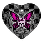 Skull Butterfly Heart Ornament (Two Sides)