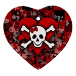 Skull Romance  Heart Ornament (Two Sides)