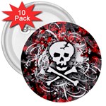 Skull Splatter 3  Button (10 pack)