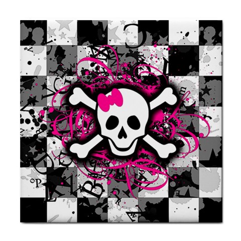 Splatter Girly Skull Tile Coaster from UrbanLoad.com Front