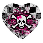 Splatter Girly Skull Ornament (Heart)