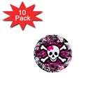 Splatter Girly Skull 1  Mini Magnet (10 pack) 
