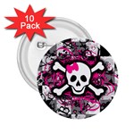 Splatter Girly Skull 2.25  Button (10 pack)