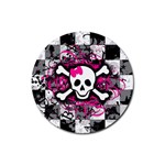 Splatter Girly Skull Rubber Round Coaster (4 pack)