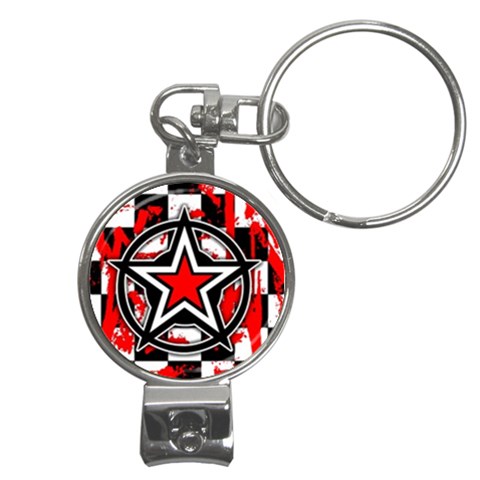 Star Checkerboard Splatter Nail Clippers Key Chain from UrbanLoad.com Front