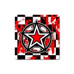 Star Checkerboard Splatter Magnet (Square)