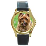 Use Your Dog Photo Australian Terrier Round Gold Metal Watch