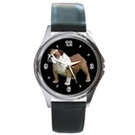 Use Your Dog Photo Bulldog Round Metal Watch