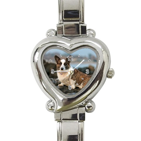 Use Your Dog Photo Corgi Heart Italian Charm Watch from UrbanLoad.com Front