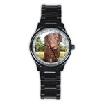 Use Your Dog Photo Curly Coated Retriever Men s Stainless Steel Round Dial Analog Watch