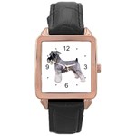 Use Your Dog Photo Miniature Schnauzer Rose Gold Leather Watch 