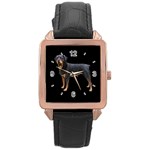 Use Your Dog Photo Rottweiler Rose Gold Leather Watch 