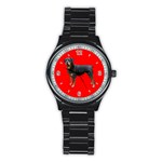 Use Your Dog Photo Rottweiler Men s Stainless Steel Round Dial Analog Watch