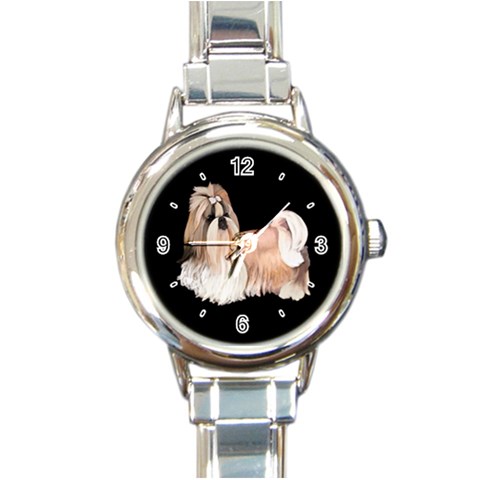 Use Your Dog Photo Shih Tzu Round Italian Charm Watch from UrbanLoad.com Front