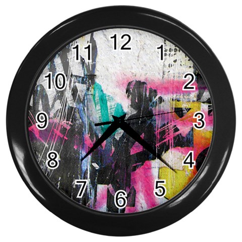Graffiti Grunge Wall Clock (Black) from UrbanLoad.com Front