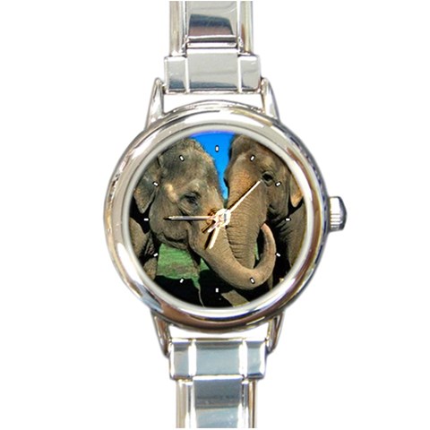 Elephants Round Italian Charm Watch from UrbanLoad.com Front