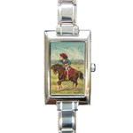 Cowgirl on Horse Rectangular Italian Charm Watch