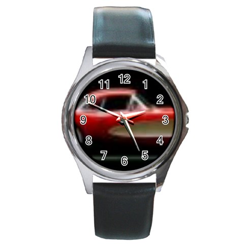 red corvette Round Metal Watch from UrbanLoad.com Front