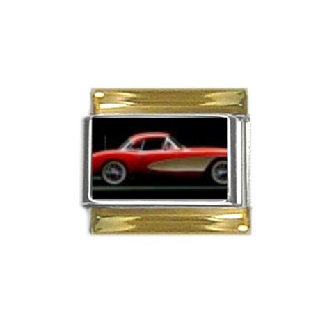 red corvette Gold Trim Italian Charm (9mm) from UrbanLoad.com Front