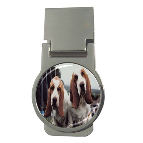 basset hounds two Money Clip (Round) from UrbanLoad.com Front