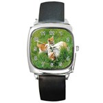 mom and baby Square Metal Watch