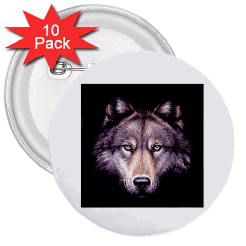 wolf 3  Button (10 pack) from UrbanLoad.com Front