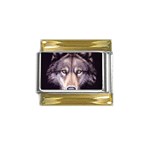 wolf Gold Trim Italian Charm (9mm)
