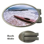 kayak in ocean Money Clip (Oval)