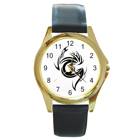 tattoo Round Gold Metal Watch from UrbanLoad.com Front