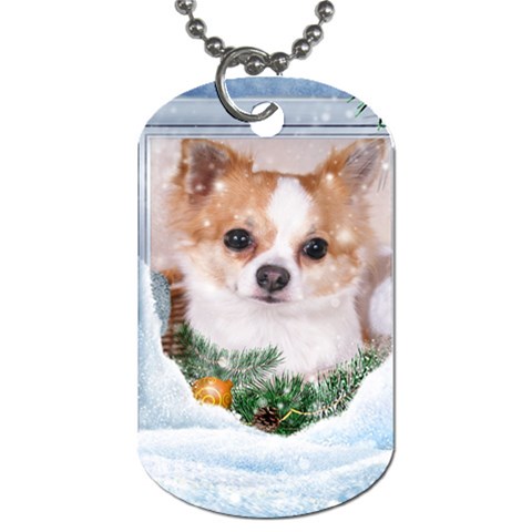 Puppy watching snow Dog Tag (Two Sides) from UrbanLoad.com Front