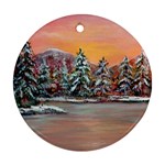 Jane s Winter Sunset   by Ave Hurley of ArtRevu ~ Round Ornament (Two Sides)