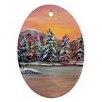  Jane s Winter Sunset   by Ave Hurley of ArtRevu ~ Oval Ornament (Two Sides)
