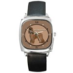 AFGHAN HOUND - Quality Square Metal Leather Strap Watch