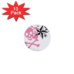Pink Skull Stars 1  Mini Button (10 pack) 