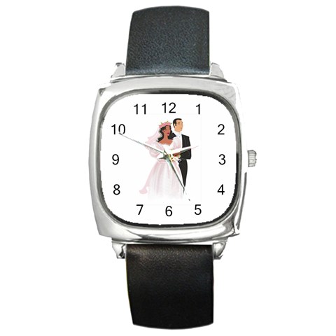 Bride and Groom Square Metal Watch from UrbanLoad.com Front