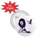 Goth Girl and Bat 1.75  Button (10 pack) 