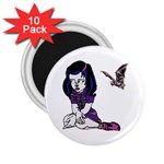 Goth Girl and Bat 2.25  Magnet (10 pack)