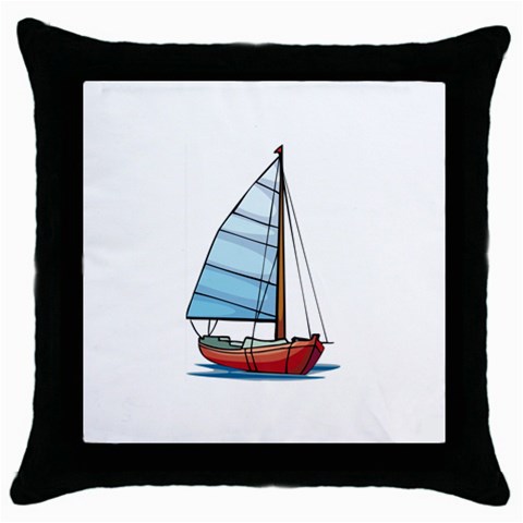 Yacht Throw Pillow Case (Black) from UrbanLoad.com Front