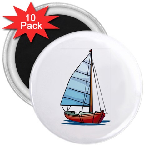 Yacht 3  Magnet (10 pack) from UrbanLoad.com Front