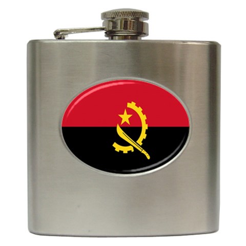 Flag_of_Angola Hip Flask (6 oz) from UrbanLoad.com Front