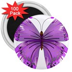 Purple Awareness Butterfly 3  Button Magnet (100 pack)