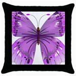Purple Awareness Butterfly Black Throw Pillow Case