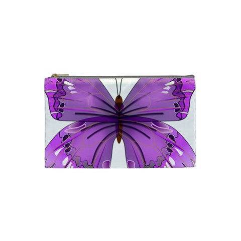Purple Awareness Butterfly Cosmetic Bag (Small) from UrbanLoad.com Front